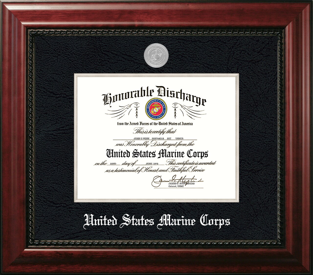 Patriot Frames Marine 8.5x11 Discharge Executive Frame with Silver Medallion